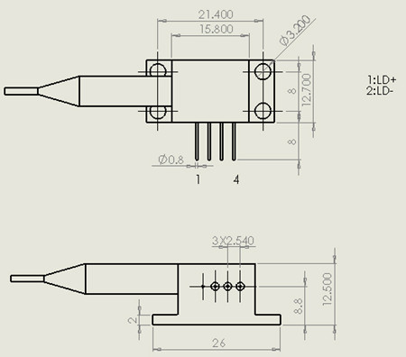 I6-Za Pacchetto 830nm fibra accoppiato diodo laser