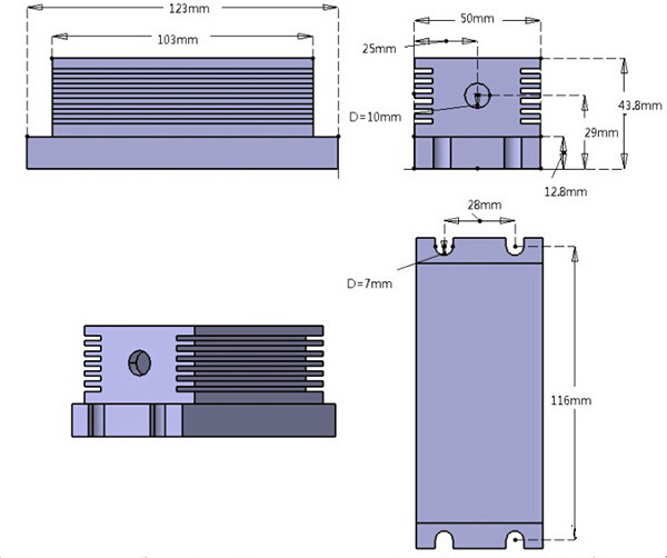 Dimension of TEM00 635nm Red Diode Laser System